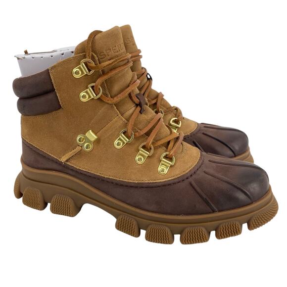 SPERRY NWOB The Summit Boots Leather Weather Proof Rain Booties Brown Size 7 - Picture 1 of 8